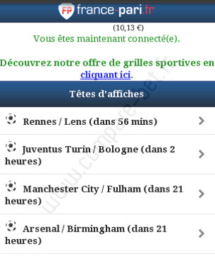 Accueil du site mobile du Francepari Photo de l'accueil du site mobile du Francepari