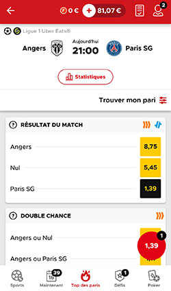 Pari Ligue 1 sur l'app Betclic