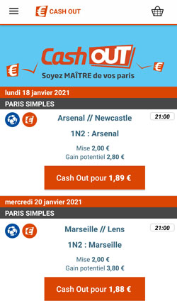 Cashout sur l'appli Pmu mobile