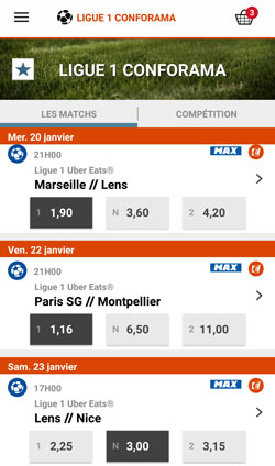 Pari sur la Ligue 1 via l'appli Pmu