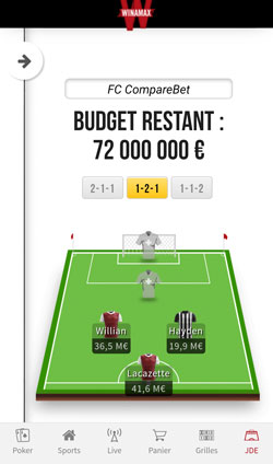 Le célèbre Jeu de l'entraineur Jeu de l'entraineur sur l'appli Winamax Sport