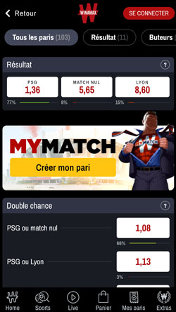 Pari sur la Ligue 1 avec l'app Winamax Sport