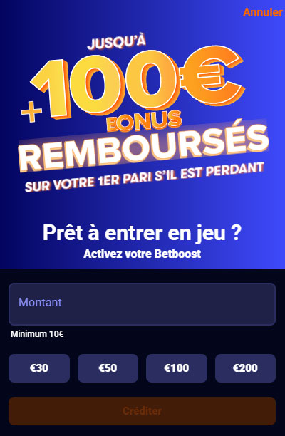 Depôt d'argent sur Betsson