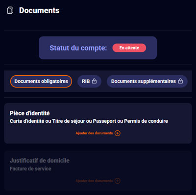 Envoi des pièces justificatives pour Betsson