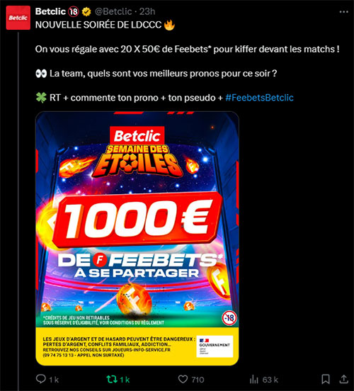 Feebets Betclic sur X