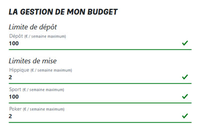 Limites de mise et dépôt chez Pmu