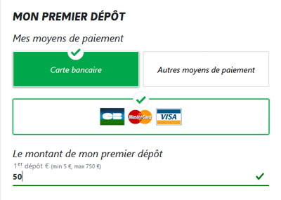 Depôt d'argent sur le compte Pmu