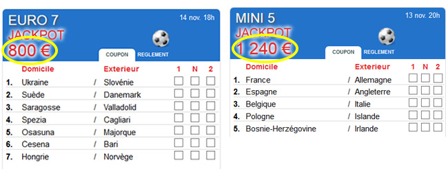 Comparatif de 2 grilles Comparatif Grilles Francepari Mini 5 et Euro 7