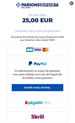 Paris Paypal sur Parions Sport