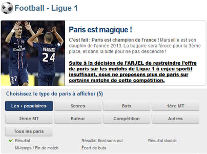 Paris sans enjeu en Ligue 1 chez Betclic