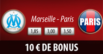 10 euros de bonus offerts pour OM PSG
